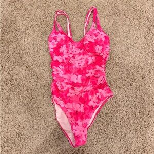 Cupshe Vibrant Pink Floral One-Piece Swimsuit — Size Medium